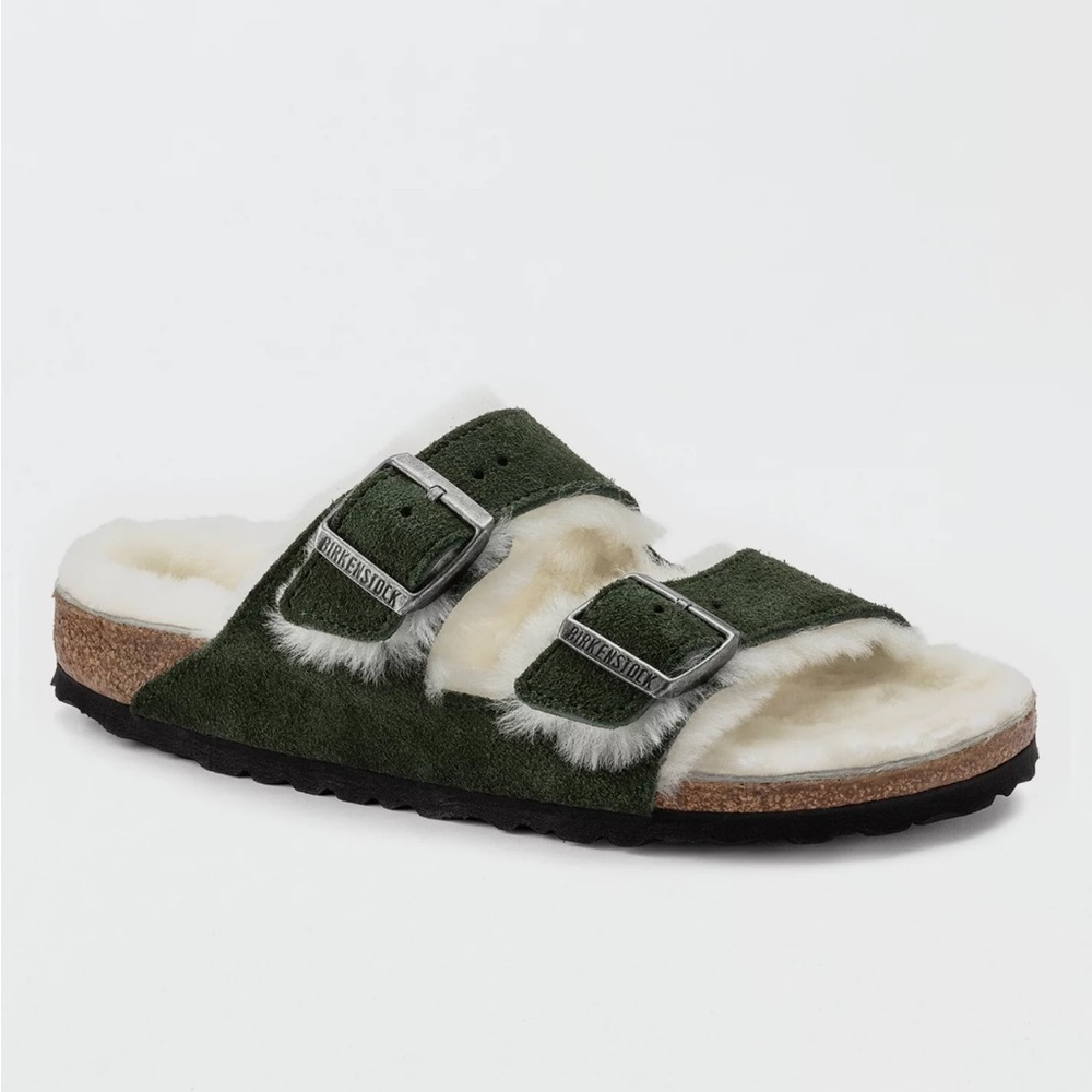 Birkenstock Women's Arizona Shearling Sandal Deep Forest